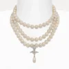 Three Row Pearl Drop Choker