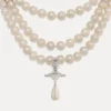 Three Row Pearl Drop Choker