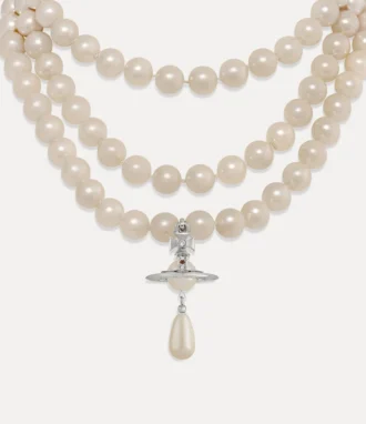 Three Row Pearl Drop Choker
