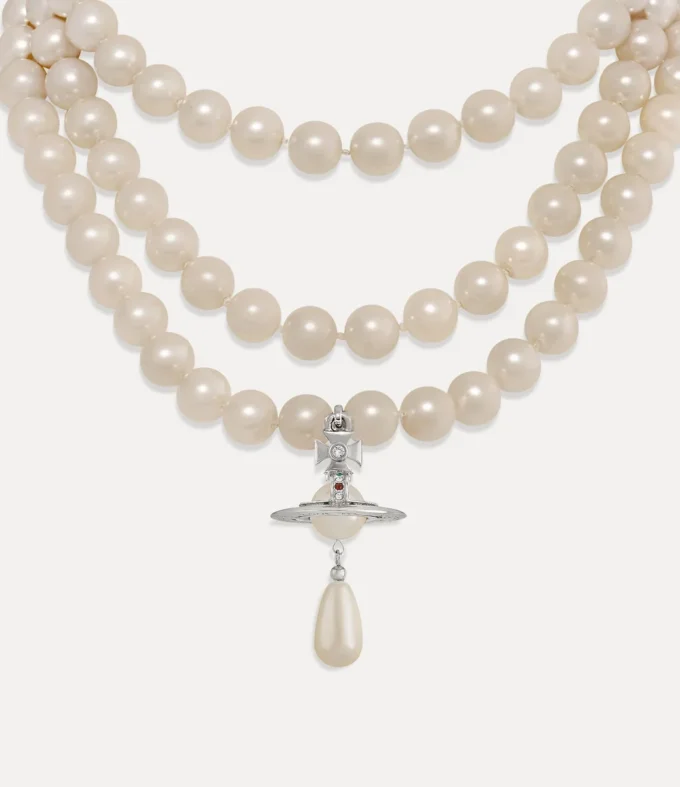 Three Row Pearl Drop Choker